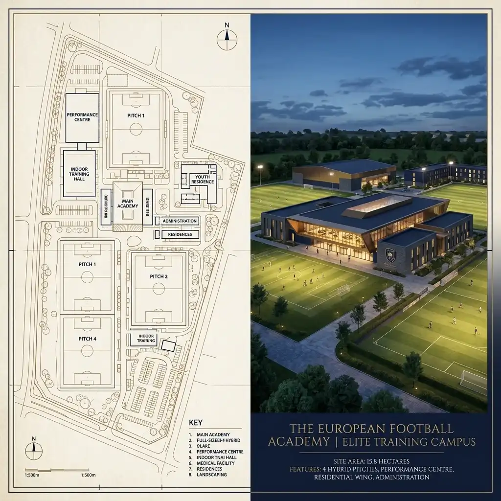 3D tactical simulator rendering a green football pitch