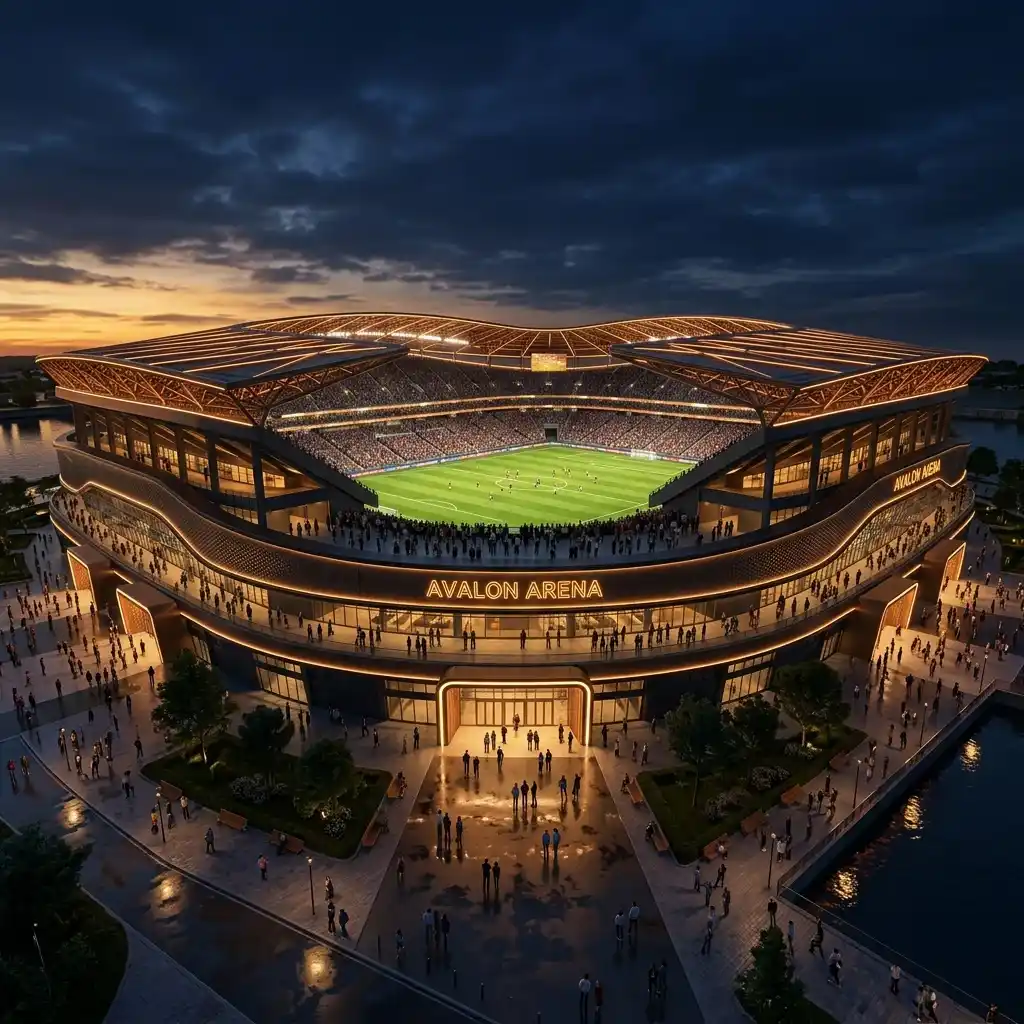 Aerial render of Arena Futura